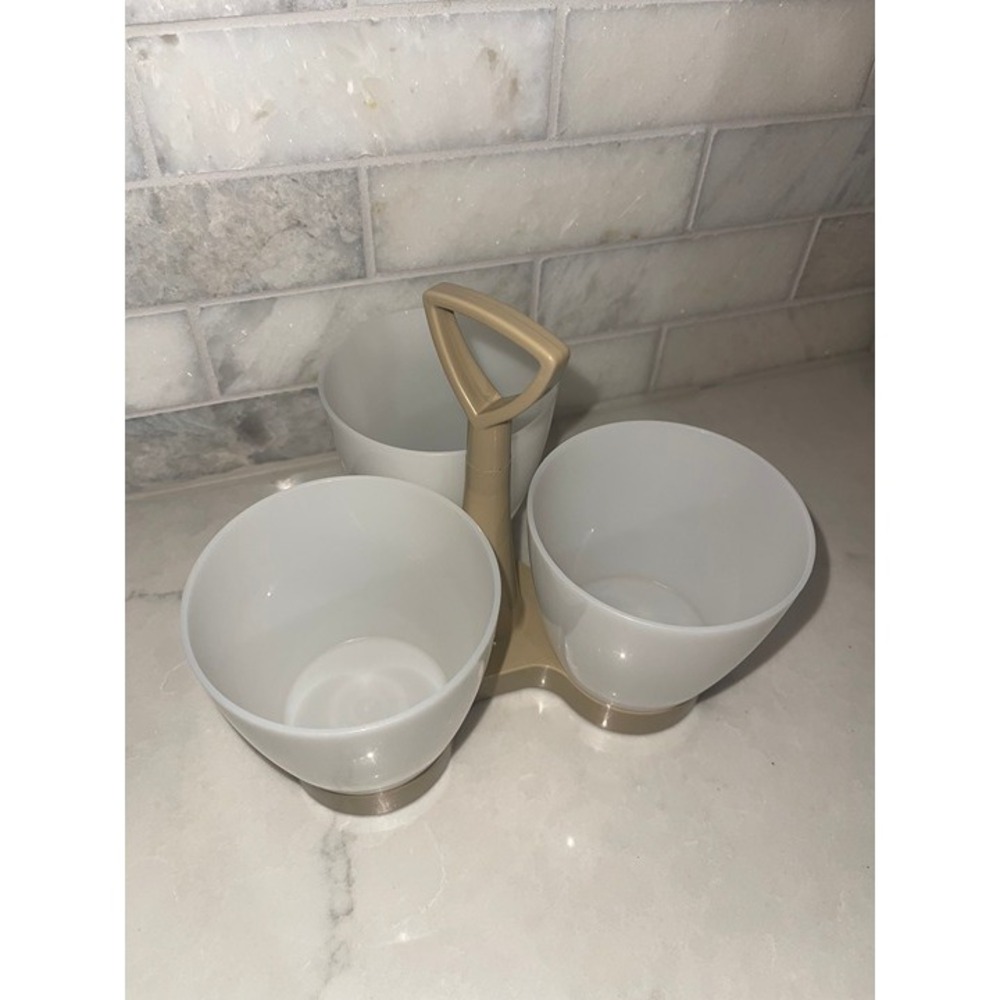 Vintage Tupperware Condiment Caddy Almond Base Sheer Holders